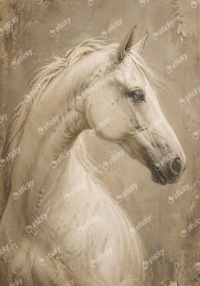 Πίνακας σε Καμβά VINTAGE DARK ACADEMIA HORSE 6