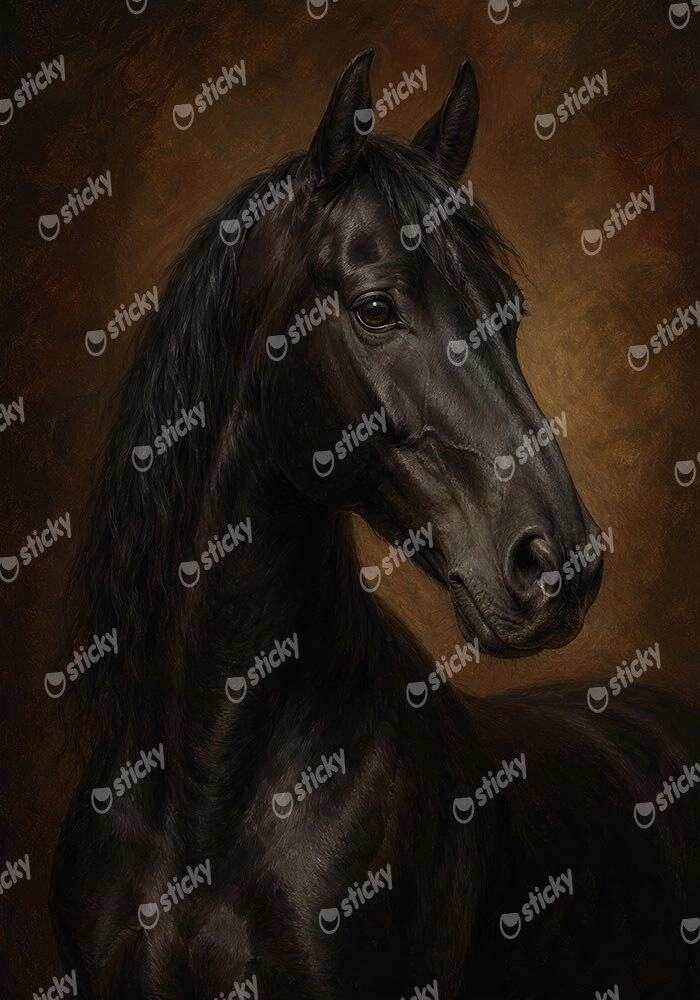 Πίνακας σε Καμβά VINTAGE DARK ACADEMIA HORSE 7