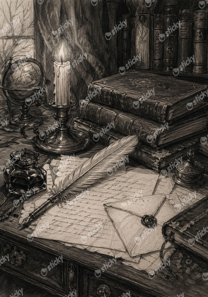Πίνακας σε Καμβά VINTAGE DARK ACADEMIA LETTERS 2