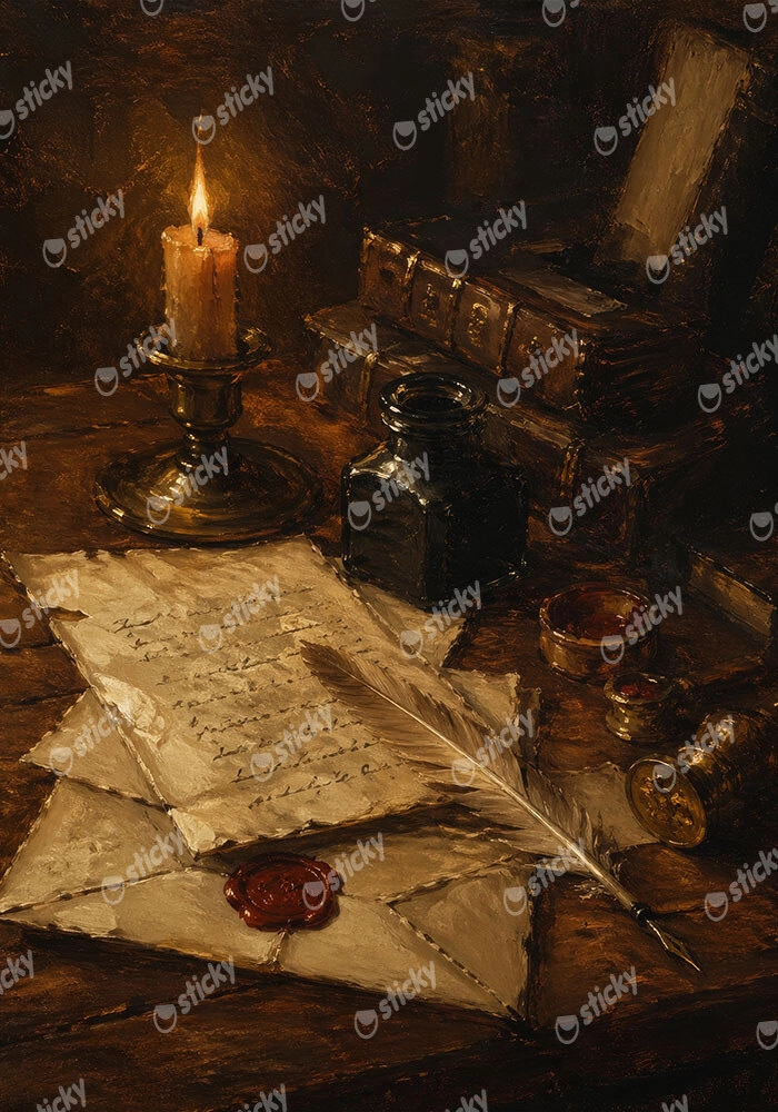 Πίνακας σε Καμβά VINTAGE DARK ACADEMIA LETTERS