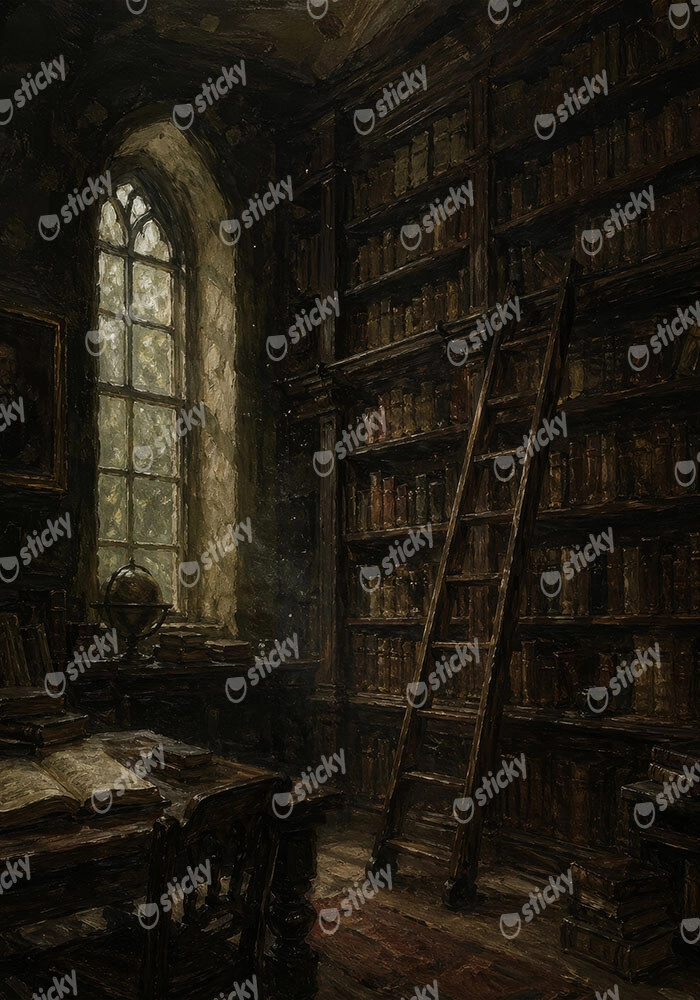 Πίνακας σε Καμβά VINTAGE DARK ACADEMIA LIBRARY