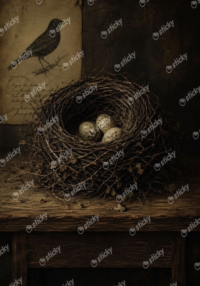 Πίνακας σε Καμβά VINTAGE DARK ACADEMIA NEST