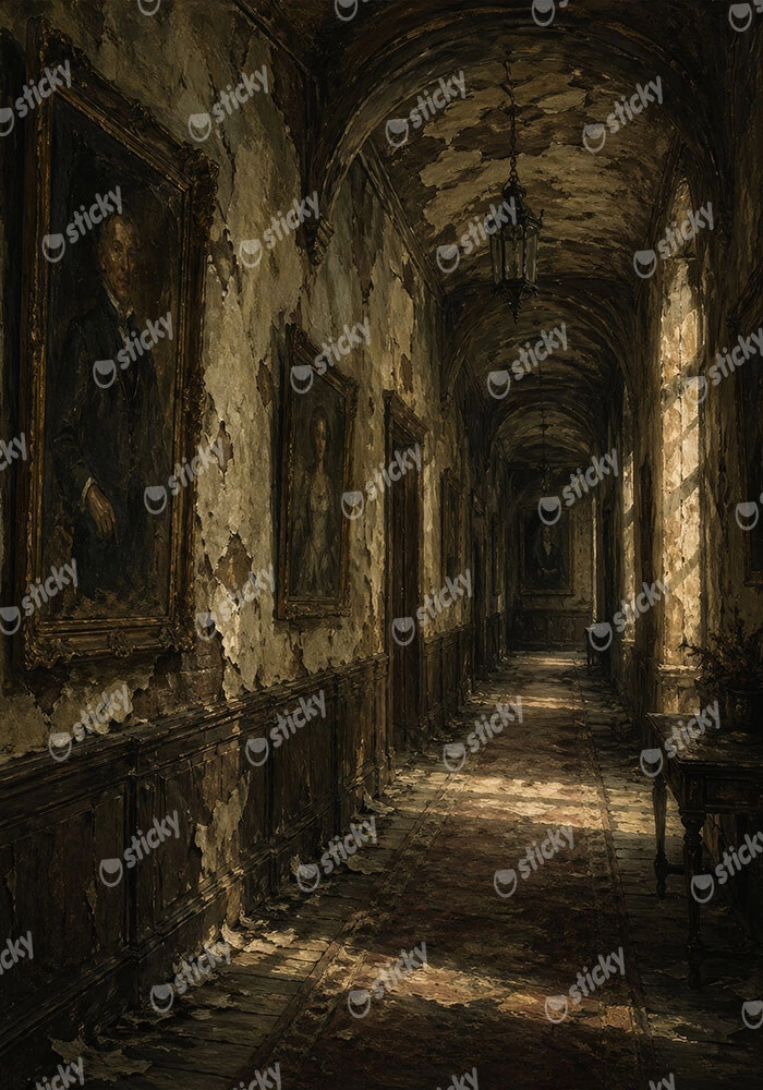 Πίνακας σε Καμβά VINTAGE DARK ACADEMIA OLD HALLWAY