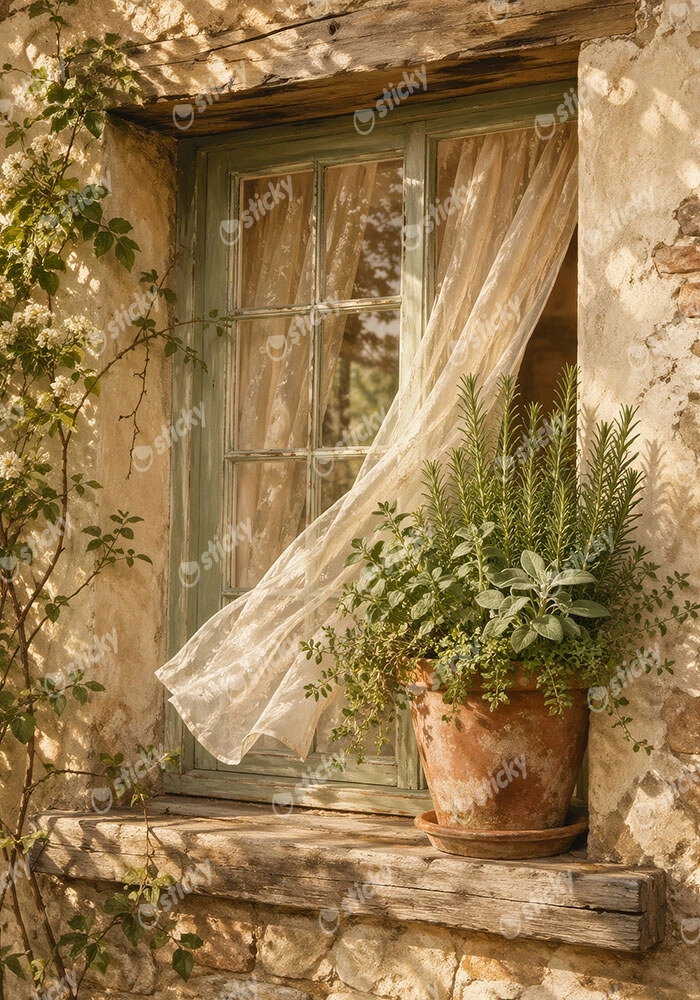Πίνακας σε Καμβά VINTAGE DARK ACADEMIA OPEN WINDOW