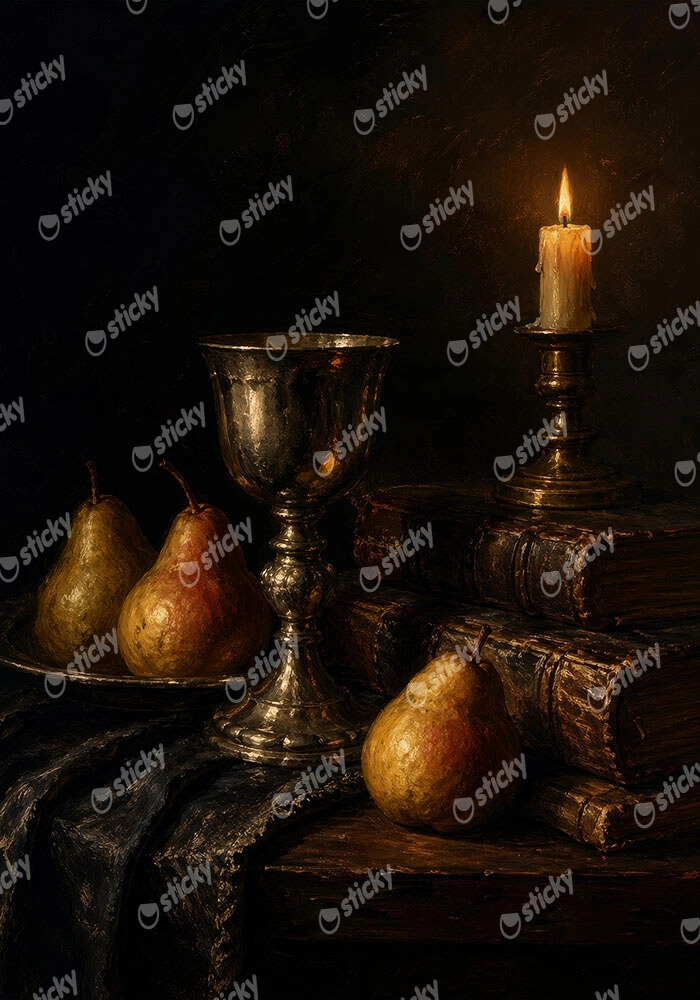 Πίνακας σε Καμβά VINTAGE DARK ACADEMIA PEARS
