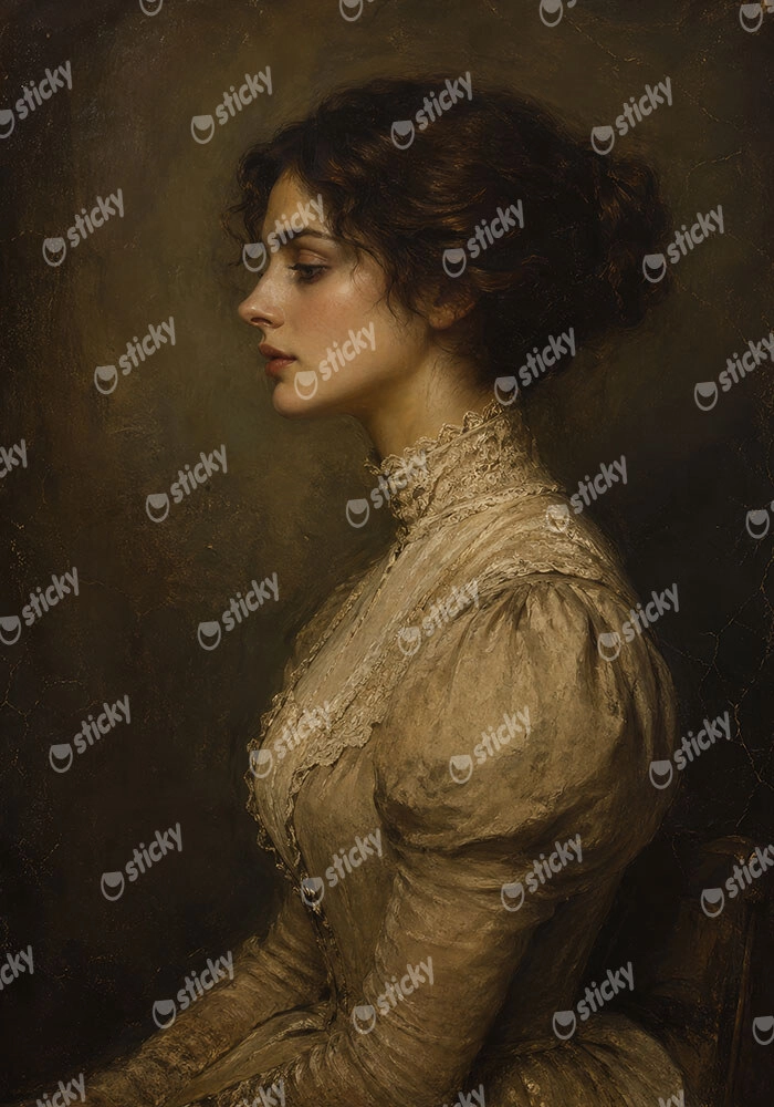 Πίνακας σε Καμβά VINTAGE DARK ACADEMIA WOMAN 3