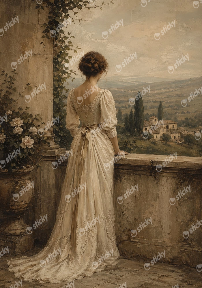 Πίνακας σε Καμβά VINTAGE DARK ACADEMIA WOMAN 4