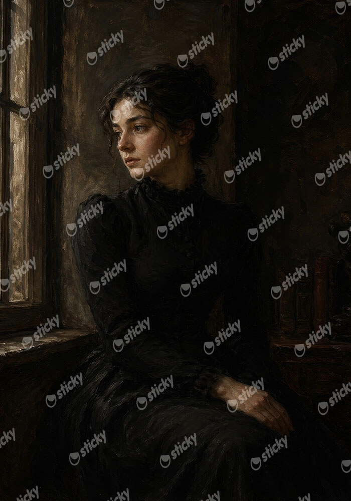 Πίνακας σε Καμβά VINTAGE DARK ACADEMIA WOMAN 10