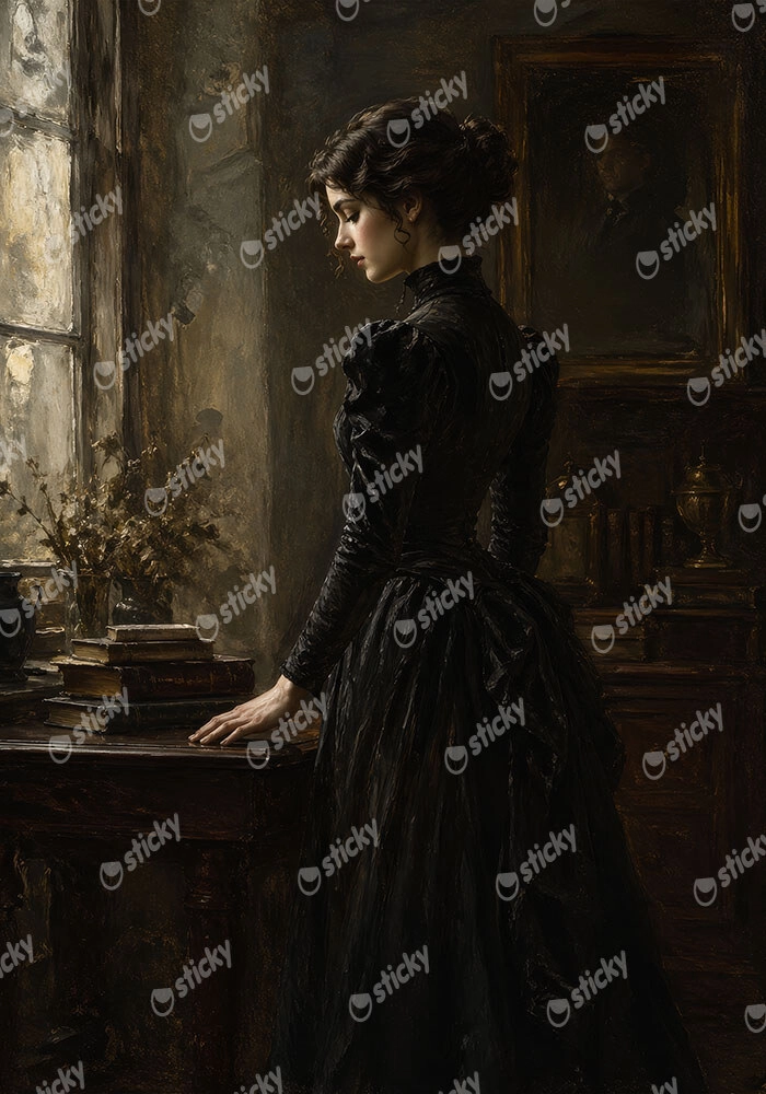 Πίνακας σε Καμβά VINTAGE DARK ACADEMIA WOMAN 11