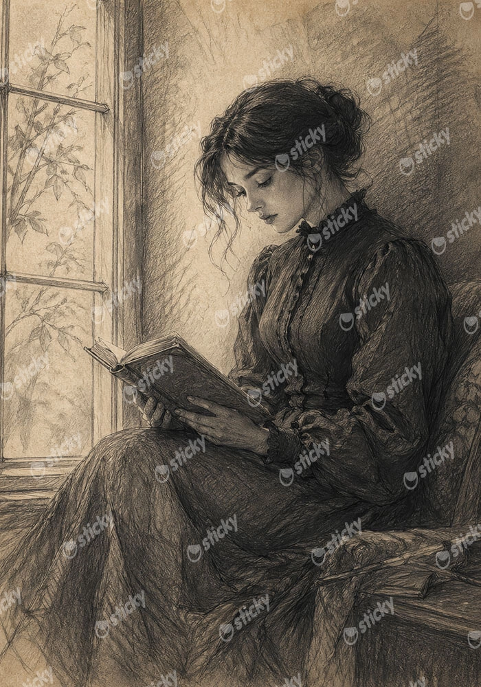 Πίνακας σε Καμβά VINTAGE DARK ACADEMIA WOMAN 14