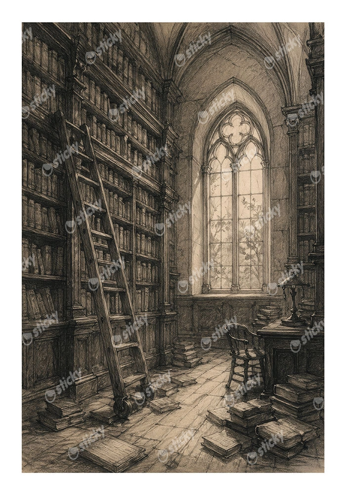 Poster VINTAGE DARK ACADEMIA LIBRARY 2