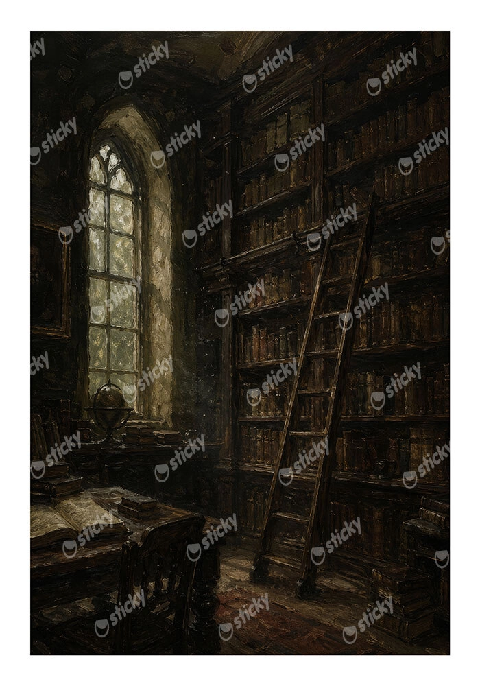 Poster VINTAGE DARK ACADEMIA LIBRARY