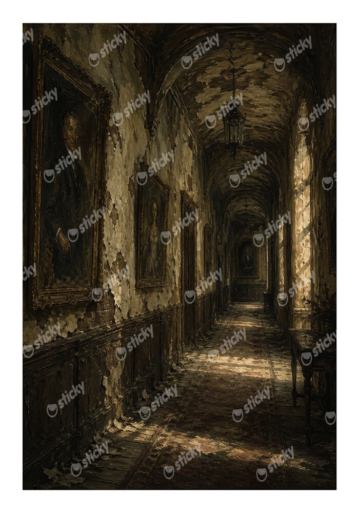 Poster VINTAGE DARK ACADEMIA OLD HALLWAY