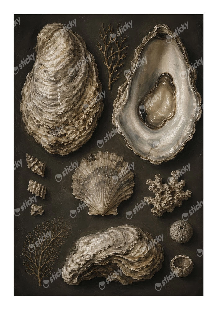 Poster VINTAGE DARK ACADEMIA OYSTERS
