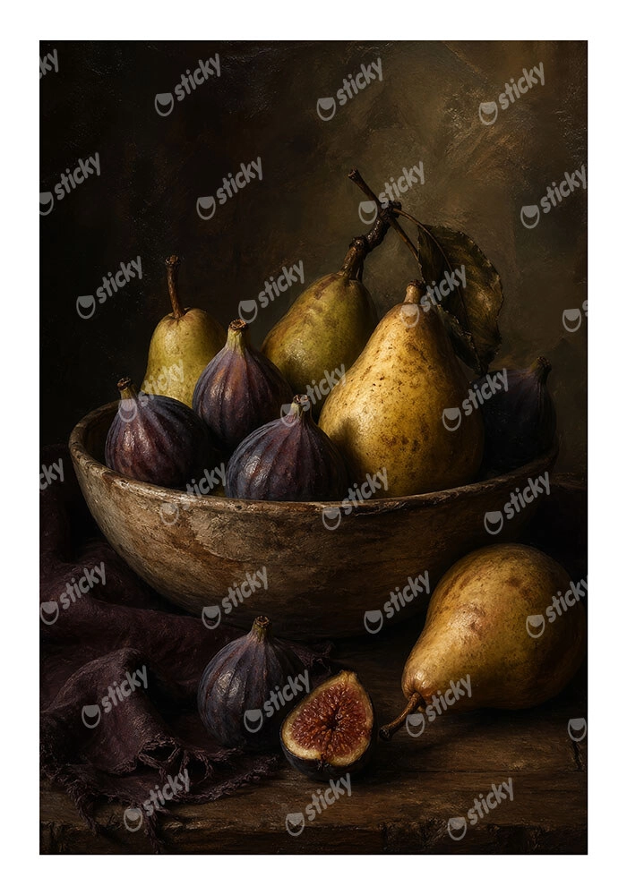 Poster VINTAGE DARK ACADEMIA FIGS AND PEARS