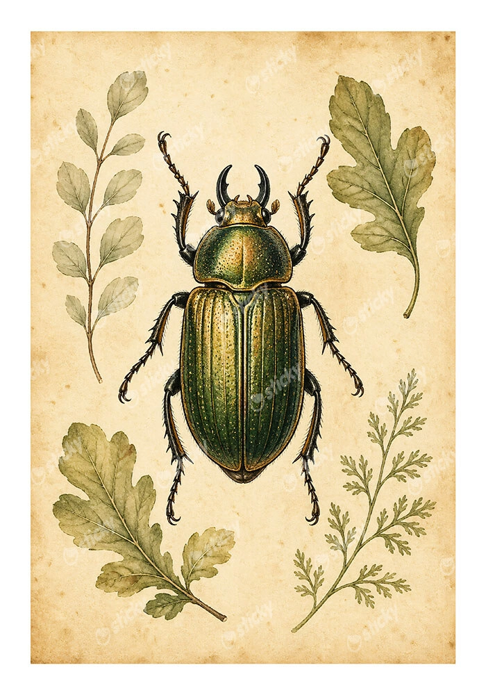Poster VINTAGE DARK ACADEMIA BEETLE