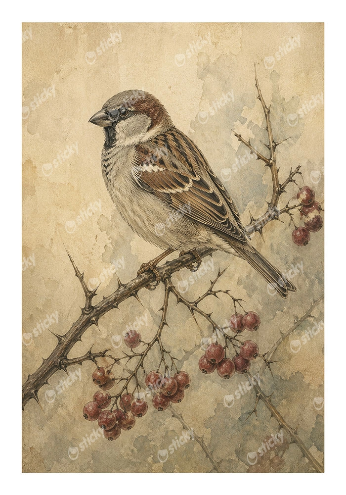 Poster VINTAGE DARK ACADEMIA BIRD 2