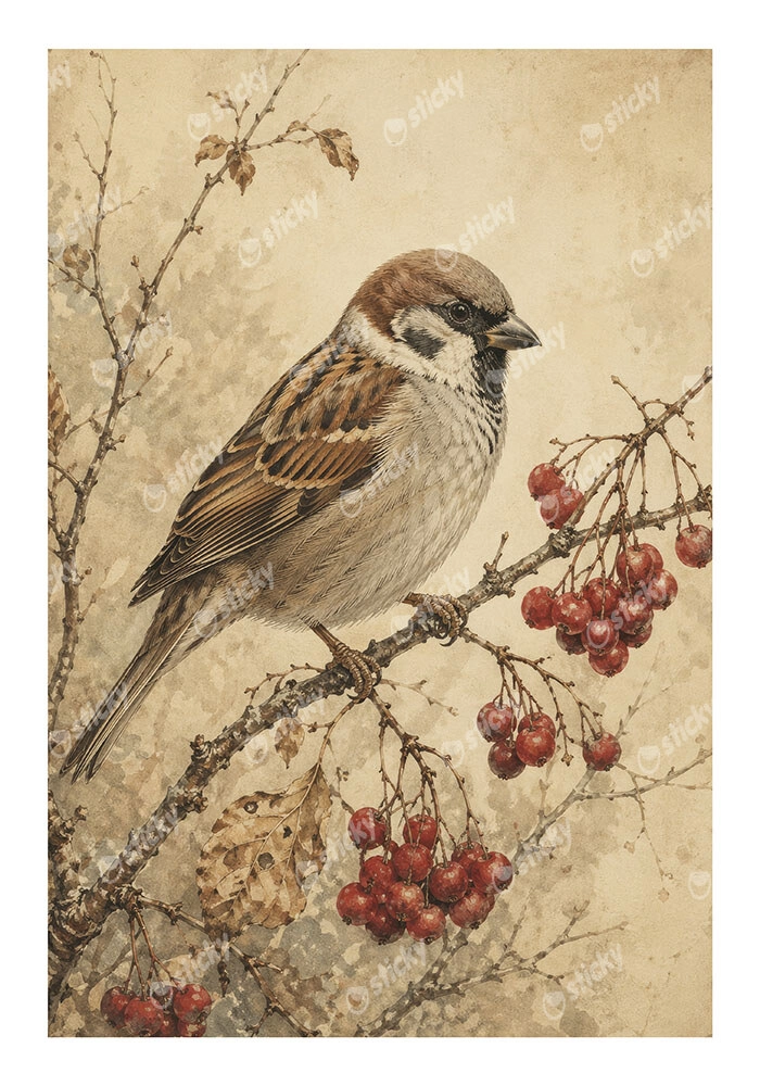 Poster VINTAGE DARK ACADEMIA BIRD 4