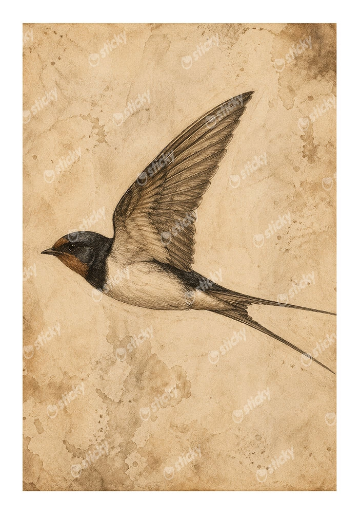 Poster VINTAGE DARK ACADEMIA BIRD 5