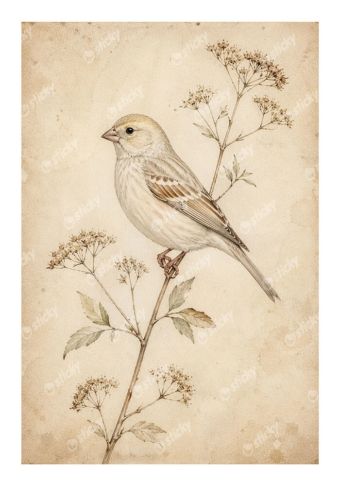 Poster VINTAGE DARK ACADEMIA BIRD 7