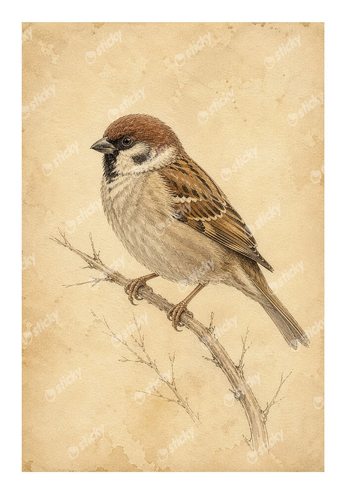 Poster VINTAGE DARK ACADEMIA BIRD 9