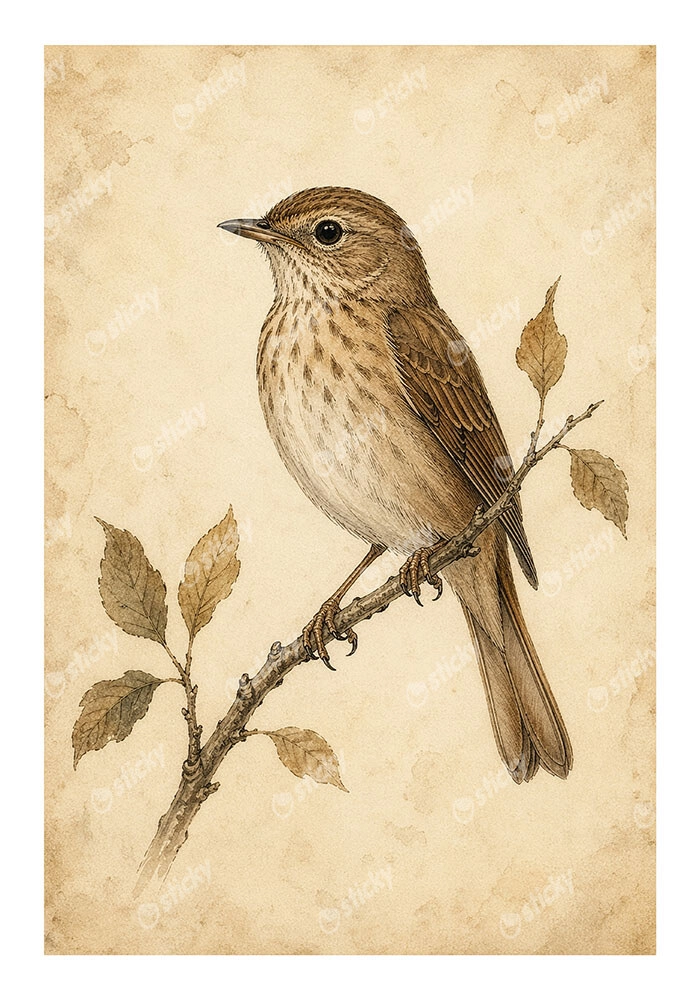 Poster VINTAGE DARK ACADEMIA BIRD 11