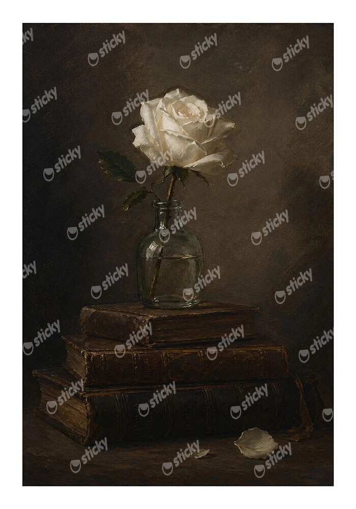 Poster VINTAGE DARK ACADEMIA BOOKS AND ROSES 4