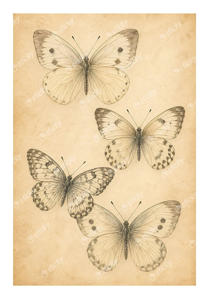 Poster VINTAGE DARK ACADEMIA BUTTERFLIES 2