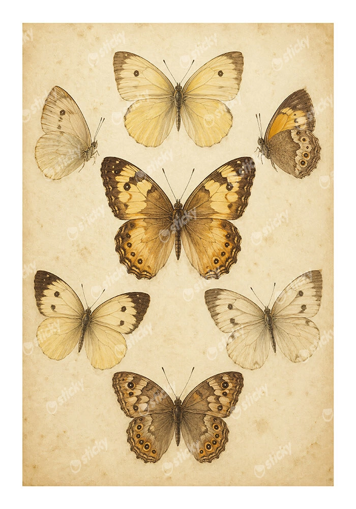 Poster VINTAGE DARK ACADEMIA BUTTERFLIES 3