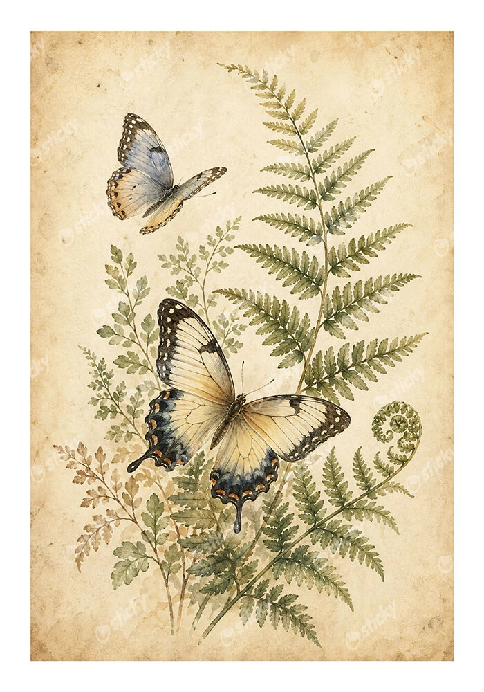 Poster VINTAGE DARK ACADEMIA BUTTERFLIES 6