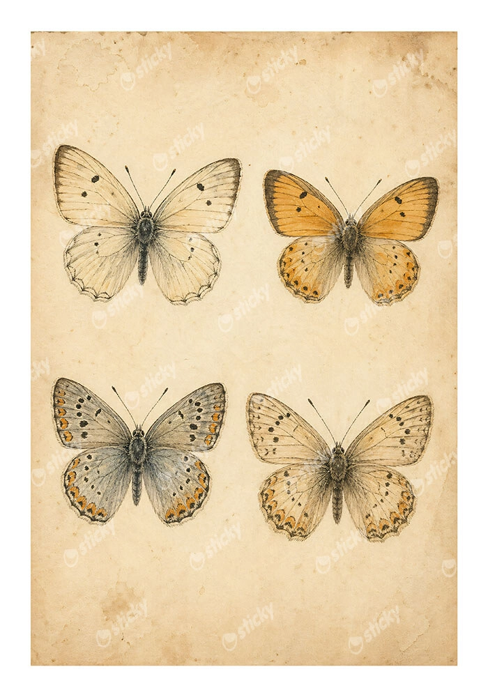 Poster VINTAGE DARK ACADEMIA BUTTERFLIES 7