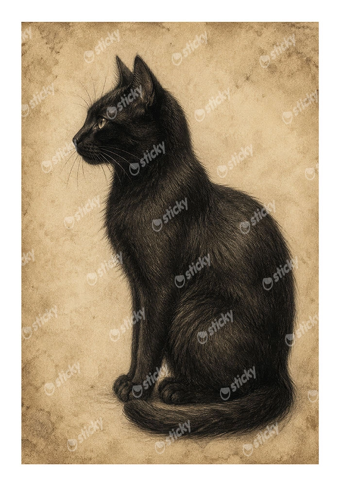 Poster VINTAGE DARK ACADEMIA CAT