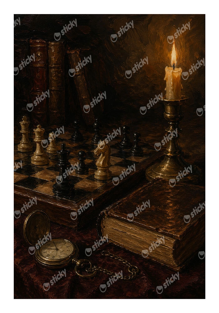 Poster VINTAGE DARK ACADEMIA CHESS