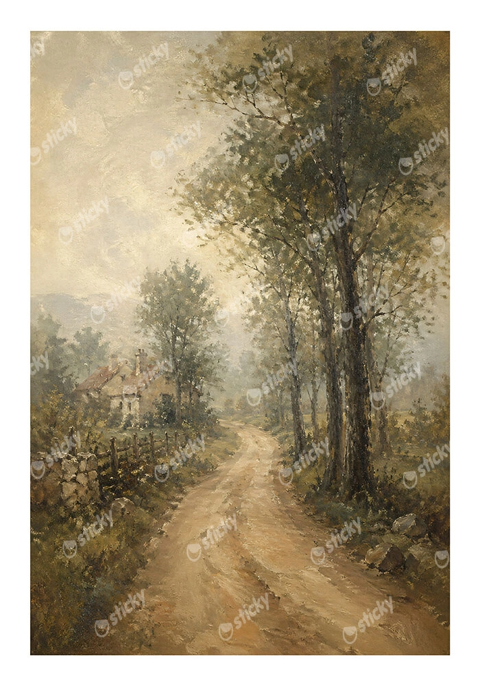 Poster VINTAGE DARK ACADEMIA COUNTRY PATH