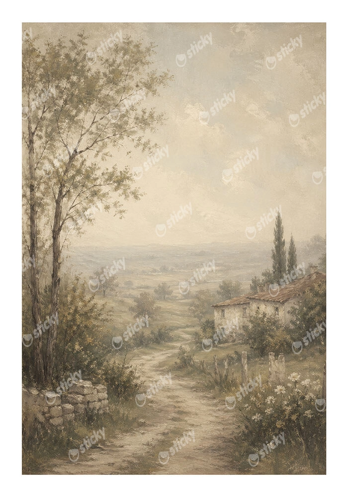 Poster VINTAGE DARK ACADEMIA COUNTRY ROAD
