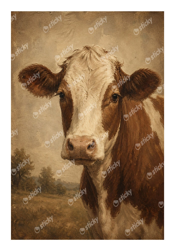 Poster VINTAGE DARK ACADEMIA COW 2