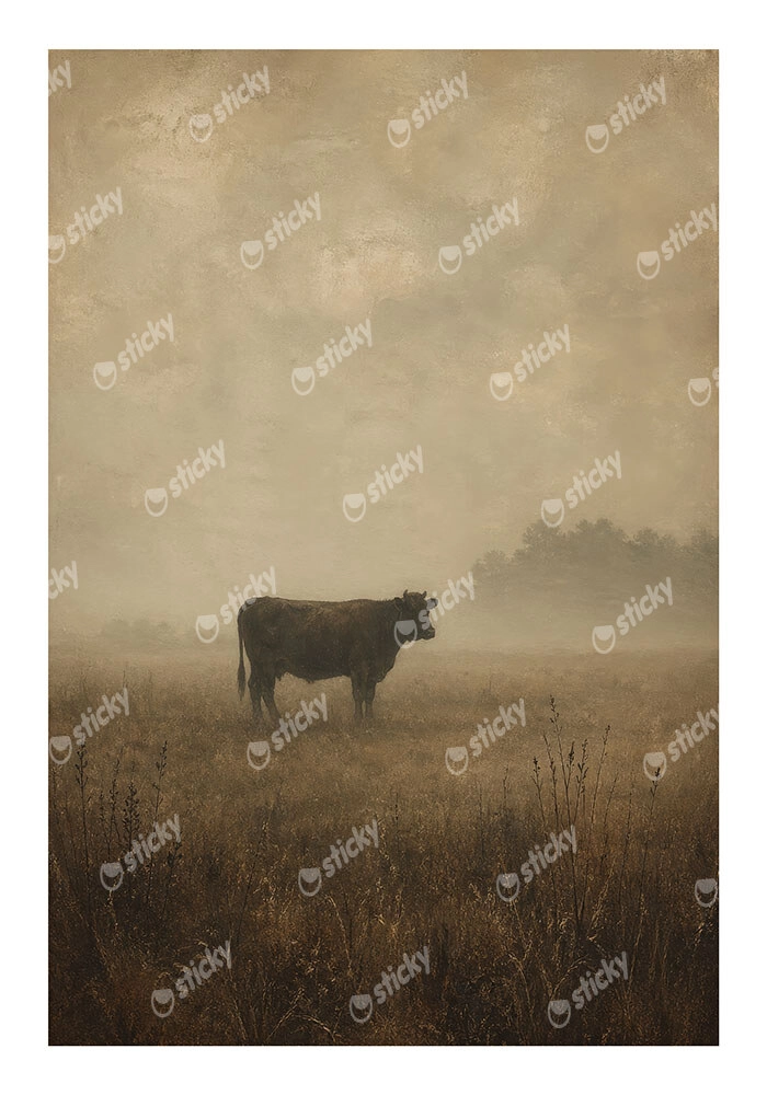Poster VINTAGE DARK ACADEMIA COW