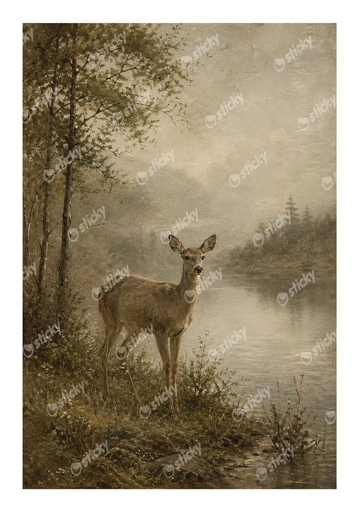 Poster VINTAGE DARK ACADEMIA DEER