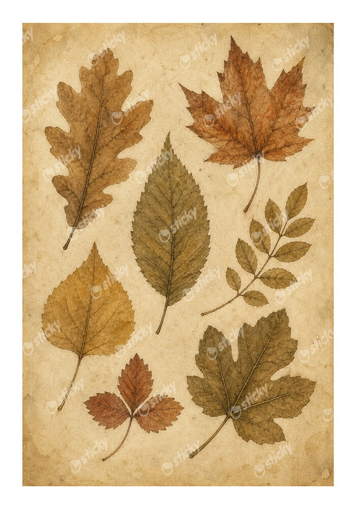 Poster VINTAGE DARK ACADEMIA DRIED LEAVES