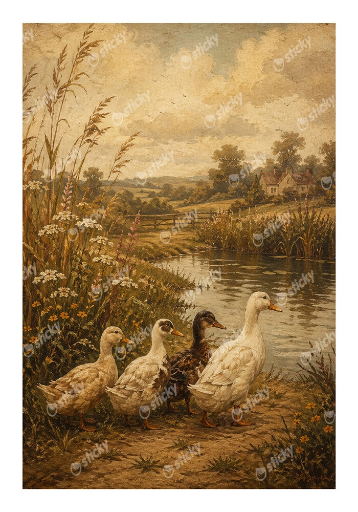 Poster VINTAGE DARK ACADEMIA DUCKS