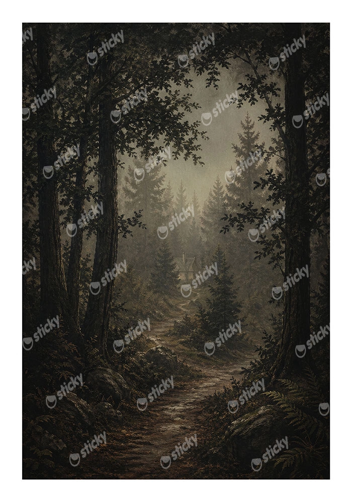 Poster VINTAGE DARK ACADEMIA FOREST PATH