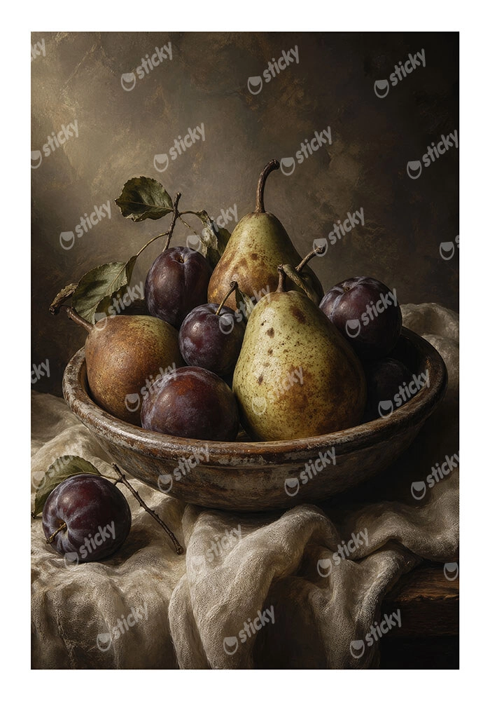 Poster VINTAGE DARK ACADEMIA FRUIT BOWL