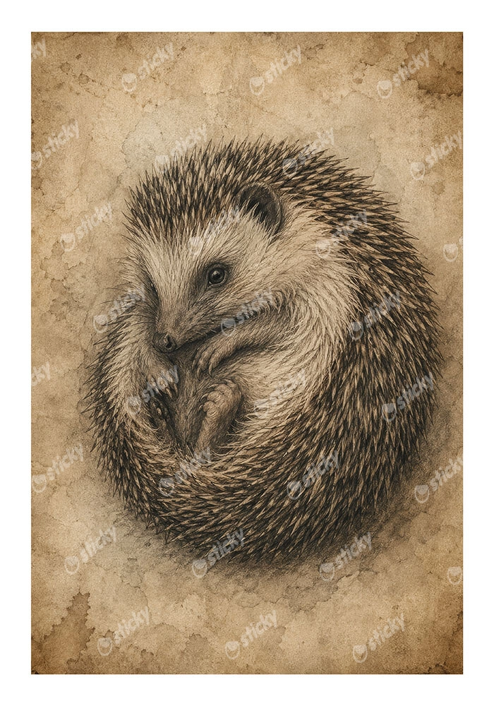 Poster VINTAGE DARK ACADEMIA HEDGEHOG