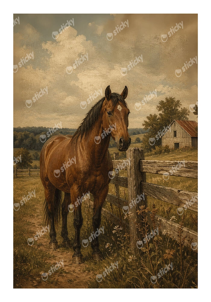 Poster VINTAGE DARK ACADEMIA HORSE 2