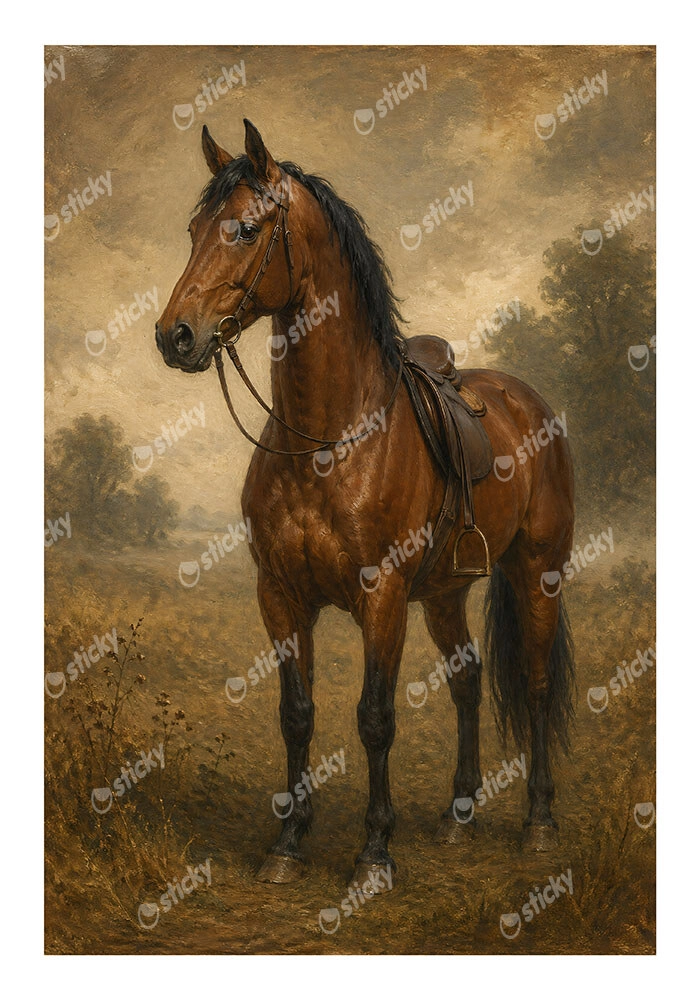 Poster VINTAGE DARK ACADEMIA HORSE 8
