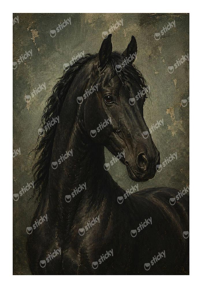 Poster VINTAGE DARK ACADEMIA HORSE 9