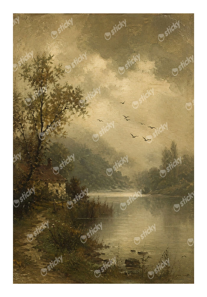 Poster VINTAGE DARK ACADEMIA LAKE PATH