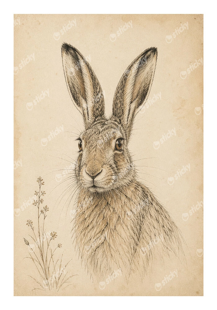 Poster VINTAGE DARK ACADEMIA RABBIT