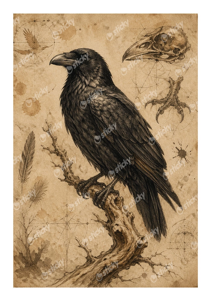 Poster VINTAGE DARK ACADEMIA RAVEN 2