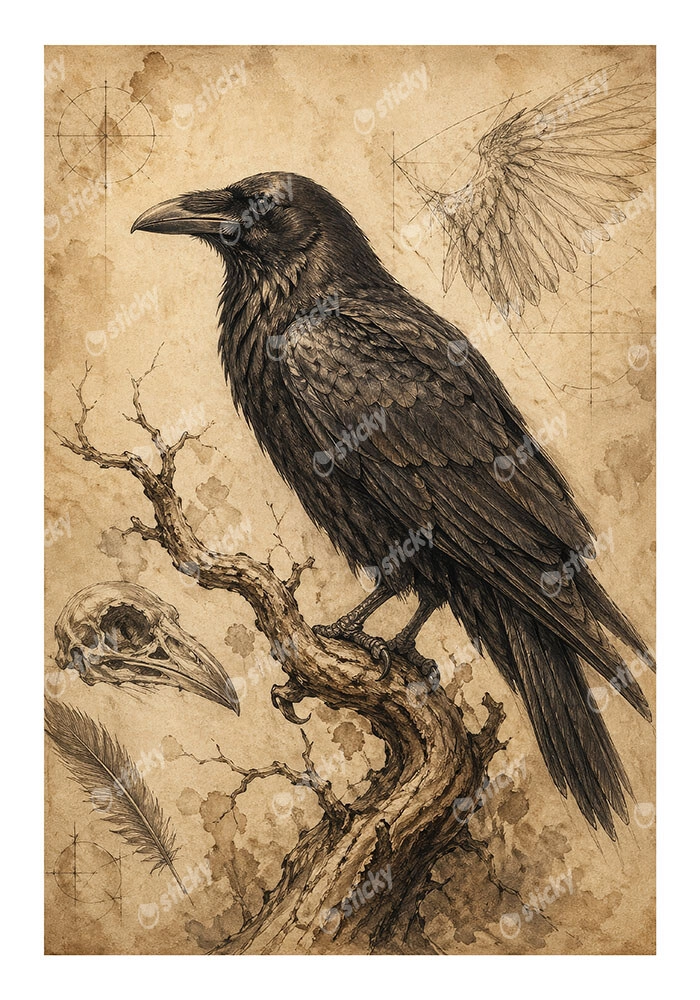 Poster VINTAGE DARK ACADEMIA RAVEN